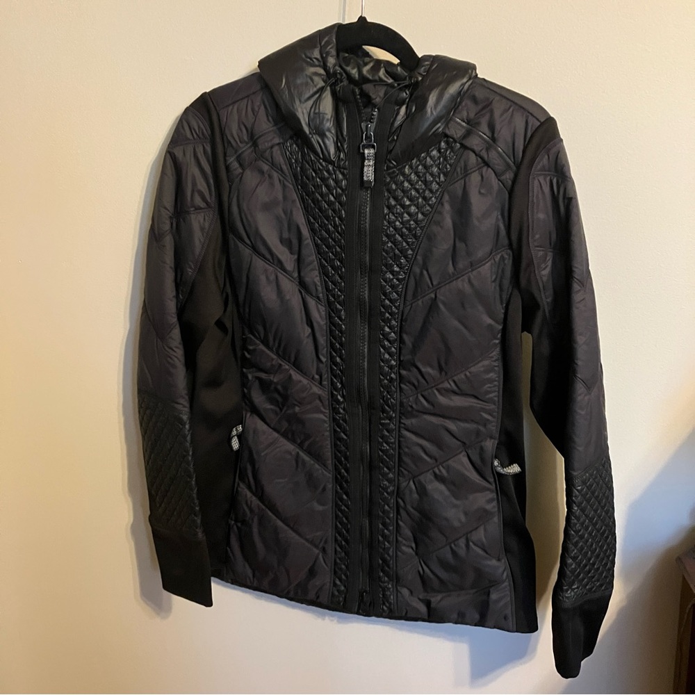 Athleta Women's PrimaLoft Jacket Black Hooded Quilted